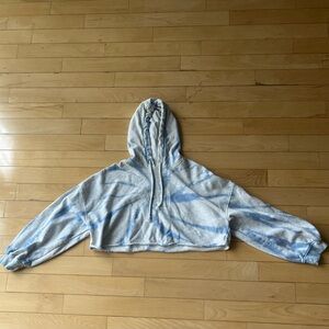 H&M Gray and Blue Tie-Dye Cropped Hoodie